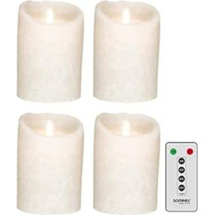 Sompex komplekts 4 Flame LED īsta vaska sveces 12,5 cm White Frost ar tālvadības pulti, 35740, Adventes vainagu komplekts