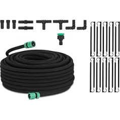 Hillvert HT-Costigan-50X12S04 Drip Hose 50 m + Tap Connector + 20 Mounting Hooks Pearl Hose Garden Watering