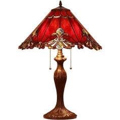 Bieye L30024US Tiffany-Stil Glasmalerei Barock Tischlampe mit 17 Zoll breiten Lampenschirm und Metallfuß, 26-Zoll groß, rot