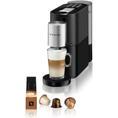Krups XN8908 Nespresso Atelier kafijas kapsulu automāts | Piena putošanas sistēma tieši krūzē | Karstie un aukstie dzērieni | 1 litra ūdens tvertne | Ietver Nespresso stikla krūzīti un kapsulas, 19 bāru spiedienu, melna/sudraba.