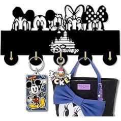 KingLive Mickey Mouse Disney Key Holder, Key Holder, Black, Key Rack, Self-Adhesive as Key Board Storage, Wall Organiser, Wooden Disney Wall Hanging