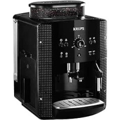 Krups EA8108 pilnībā automātisks kafijas automāts (automātiskā tīrīšana, 2 tasīšu funkcija, piena sistēma ar CappucinoPlus uzgali, 15 bāri, kafijas automāts, espresso, kafijas automāts) melns