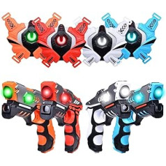 Lasertag Guns Set, OKKIDY Laser Tag for Children with Badge, 4 Pack, Laser Tag Game 4 Players, Indoor, Outdoor, Group Activity Fun Toy for Children Age 6 7 8 9 10 11 12+ Boys Girls