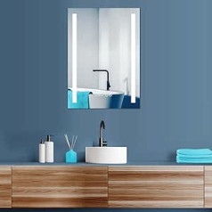 Светодиодное зеркало для ванной Hoko®, 60 x 80 см, зеркало для ванной с часами, дизайнерское зеркало для ванной с подсветкой, с сенсорным выключа