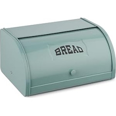 Perome maizes tvertne ar rullīti, nerūsējošā tērauda maizes tvertne virtuvei, retro maizes glabāšanas trauks darba virsmai, vintage pārtikas trauks (zaļš)