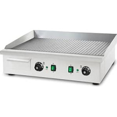 vertes Plancha grila elektriskā grila plāksne 4400 W nerūsējošais tērauds (grila virsma ar rievām 74 x 41 cm, 2 x termostats, 2 x temperatūra 50-300 °C, aizsardzība pret izsmidzināšanu un karstumu, tauku savākšana