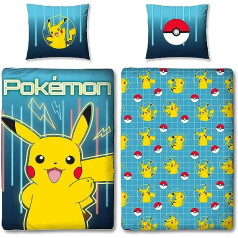 Pokemon gultas veļas komplekts 135 x 200 cm + spilvens 80 x 80 cm · Pokémon Pikachu · Bērnu gultas veļa 100% kokvilnas veļa · ar rāvējslēdzēju