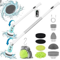 Foinwer Electric Cleaning Brush, Cordless Spin Scrubber with 8 Replaceable Brush Heads, Power Shower Scrubber Dual Speed with Adjustable Handle, Electric Cleaning Brush for Tub Tile Floor