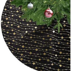 KONVINIT Christmas Tree Skirt Round Black Plush Christmas Tree Blanket with Stars Christmas Tree Skirt Made of Faux Fur for Christmas Tree Stand Carpet Christmas Decoration 78 cm Black