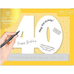 Splosh 40 Signature Numbers with Stand for the Number and Pen Write Heartfelt or Funny Messages and Create Memories of the Special Day 40th Birthday Decoration