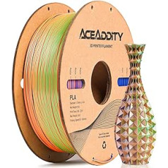 Aceaddity Silk Magic PLA 3D printera pavediens, divu toņu koekstrūzija, 1,75 mm, 3D drukāšanas PLA pavediens, spīdīgs zīds, koekstrudēts PLA, izmēru precizitāte +/- 0,03 mm, 1 kg (zili-zaļš-oranžs)