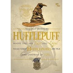 MIGHTYPRINT Harijs Poters - Hufelpufs - Cūkkārpas šķirošanas cepures māja citāts - izturīga 17" x 9,5" sienas māksla - ne papīrs - oficiāli licencēts kolekcionārs