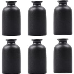 6 Pack Small Black Vases, Modern Boho Vases for Dried Flowers, Small Vases for Centerpieces in Large Quantities, Black Ceramic Bud Vases for Wedding, Table Party Decoration