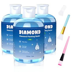 GHHKUD Diamond Painting Sealant, 450 ml, Diamond Painting Accessories for Radiant Glittering Pictures, Diamond Painting Glue with Brush, Transparent Protective Seal for Diamond Painting and Puzzle