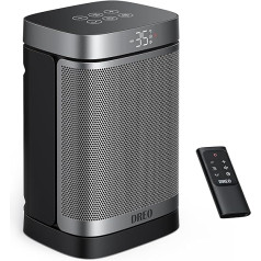 Dreo Atom One Fan Heater with Remote Control, 1500 W Energy-Saving Eco Mode, 70° Oscillating, Electric Heater, Digital Thermostat, 12-Hour Timer, 3 Mode 3 Speed, PTC Ceramic Heater, Atom One