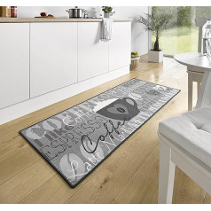 102370 Kitchen Runner Coffee Cup Design Grey 67 x 180 cm