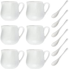 Akamino Milchkännchen aus Keramik, klein, 6 Stück, Mini-Milchkännchen mit Griff, für die Küche, zum Ausgießen von Kaffee, Sahne, Sauce