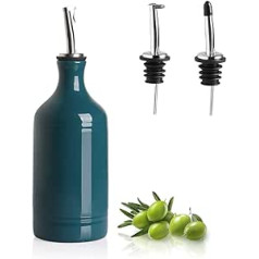 Sweejar Porcelain Olive Oil Dispenser Bottle, Opaque Oil Quantity Protects Oil to Reduce Oxidation, 467 ml (Teal)