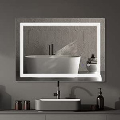SaniteModar LED Bathroom Mirror 80 x 100 cm Bathroom Mirror with Lighting Anti-Fog Wall Mirror with Touch Switch