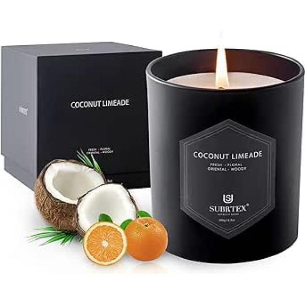 subrtex aromātiskā svece stiklā Aromātiskā svece Mood Candle Aromterapijas svece (350 g, kokosriekstu laima)