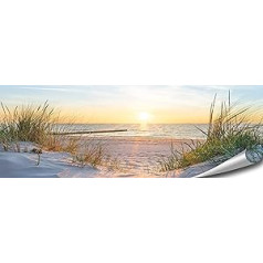 ARTBAY jūras plakāts HD XXL panorāmas mākslas druka 118,8 x 42 cm Saullēkts pludmalē Dunes Dabas plakāts Augstākās kvalitātes