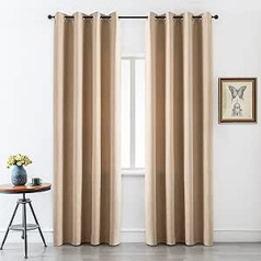 GIRASOLE HOME® Pair of Half Blackout Curtains Flame Retardant for Kitchen Restaurant Hotel Pattern Fire Retardant Fabric Certified Insulation Curtain 2 Panels with Grommets (140 x 275 cm, Maggese)