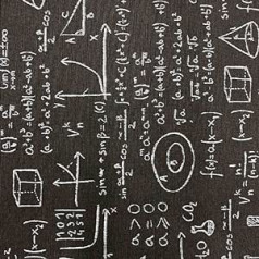 Kt KILOtela - 3 metri balti melni matemātikas formulas apdrukāta audekla auduma garums 300 cm platums 280 cm