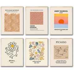 Famous Artist Wall Art Prints Set of 6 Matisse Posters Artwork Abstract Aesthetic Picasso Yayoi Kusama Keith Haring Art Gallery Wall Decor for Bedroom Living Room