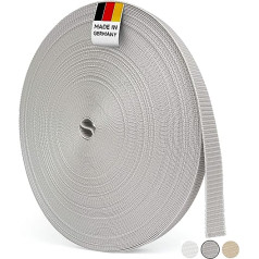 BAUHELD® 50 m Roller Shutter Belt, 14 mm 23 mm [Made in Germany] - Suitable for Roller Shutters on Doors and Windows [High Tear Resistance and UV Stability] - Roller Shutter Belt Roll in Grey, White, Beige