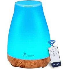 300 ml Diffuser Remote Control Aroma Diffuser for Essential Oils Ultrasonic Humidifier with 7 Colours LED, Timer Setting, Auto-Off