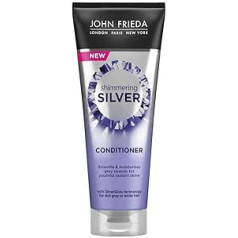 John Frieda Shimmering Silver Conditioner 250 ml, Tonizējošs kondicionieris blāvi sirmiem vai baltiem matiem, Kondicionieris sudrabainiem matiem ar SilverGloss tehnoloģiju