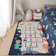 Kyhlten Bērnu paklājs Hopscotch Bouncy Play Paklājs Bērnu istabas rotaļu paklājiņš 80 x 160 cm zēniem Meitenes Maziem bērniem Viegli kopjams Neslīdošs, mazgājams grīdas rotaļu paklājiņš Bērnu paklājiņš