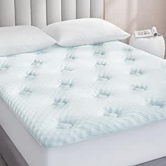 Hansleep virsmatracis 90 x 200 cm Box Spring Bed, Gēla virsmatracis 90 x 200 cm ar stepētu rakstu āboliņš, bambusa šķiedras virsmatracis Mīksts mazgājams matrača pārvalks ar īpaši dziļu nodalījumu 38 cm