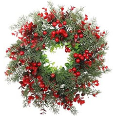 VALICLUD Christmas Wreath, Fir Wreath, Door Wreath, Berry Wreath: Christmas Wreath, Berry Wreath, Garland, Winter Wreath, Decorative Wreath, Advent Wreath, Christmas Tree Decoration, Door Sign