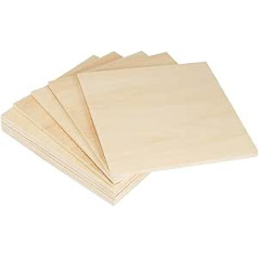 JAPCHET 10 loksnes 200 x 200 x 6 mm Basswood saplākšņa loksnes Saplākšņa loksnes Nekrāsotas koka paneļi amatniecībai DIY Koka modeļi Krāsošana Gravēšana Pirogrāfija Lāzergriezis CNC mašīna