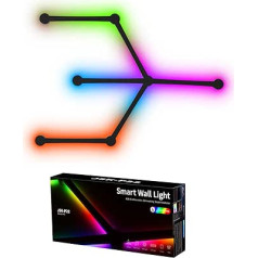 TOHETO Smart WiFi RGB LED gaismas josla dekorēšanai un spēļu ballītei, vairāk nekā 40 dinamisku ainu mūzikas sinhronizācijas daudzkrāsains 16 miljonu krāsu sienas apgaismojums, darbojas ar Alexa un Google Assistant (6 gabali,