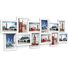 SONGMICS attēlu rāmis 12 fotogrāfijām 10 x 15 cm, MDF sienas stiprinājums, balts RPF22W