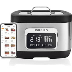 Inkbird Wifi Sous Vide Stick 3-in-1, lēna plīts ar statīvu sadalītāju, 500 W iepriekš iestatīta elektromagnētiskā 3D ūdens cirkulācija, ātra uzsildīšana ar iepriekš iestatītām lietotņu receptēm, 8 l ietilpība