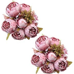 Tifuly Artificial Peony Bouquets, 13 Flower Heads, Realistic Silk Peonies, Vintage Flowers for Home Wedding Office Party Decoration, Floral Arrangement, Centrepieces, Pack of 2