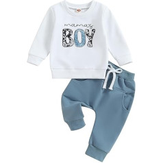 Geagodelia Baby Boys Clothing Outfit Baby Clothing Set Long Sleeve Sweatshirt + Trousers Newborn Soft Baby Set Mama's Boy 2-Piece