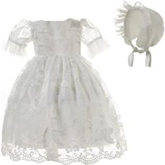 Cinda Baby Girl Lace Christening Dress and Hat