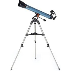 Celestron 22402 Inspire 80AZ Refraktor-Teleskop mit integriertem Smartphone-Adaptor – mit Zwei Okularen, 90° seitenrichtigem Spiegel, höheneinstellbares Stativ und Zubehörschale, Blau