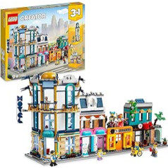 LEGO 31141 Creator trīs vienā no galvenās ielas līdz Art Deco stila augstceltņu vai tirgus ielas modeļu būvniecībai, celtniecības rotaļlieta ar viesnīcu, kafejnīcu, dzīvokļiem un veikaliem, radošs modeļu komplekts