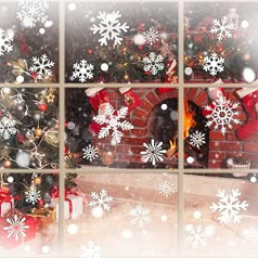 Tatuo 296 Pieces Christmas Snowflake Window Decals Christmas Snowflake Clothes Holiday Winter Decorations Ornaments Party Supplies (8 Sheets)