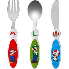 Super Mario 3 Piece Cutlery Set for Kids Knife, Fork, Spoon