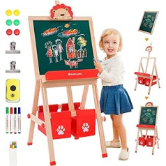 Kids Wooden Play Board Kids Easel with Drawing Board and Cartoon Lion Holder - Unique, Original and Perfect Choice as a Gift for 3 Year Old Kids