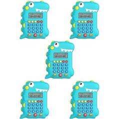 Abaodam 5gab dinozauru kalkulators multfilma Agrīnās izglītības mašīna Dekoratīvs kalkulators rīks Rotaļlieta Matemātikas mācību ierīce Mini plastmasas dzīvnieki Rokas 150 Mah litija bateriju kulons bērns