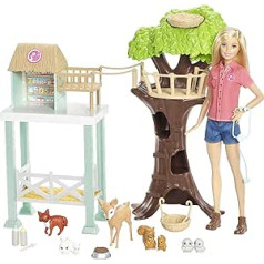 Barbie FCP78 — veterinārārsta glābšanas stacijas lelle un rotaļu komplekts ar dzīvniekiem un piederumiem, rotaļlieta bērniem no 3 gadu vecuma