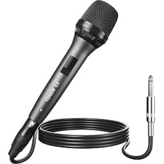TONOR dinamiskais mikrofons, vokālais mikrofons dziedāšanai, pārnēsājama karaoke aparātu sistēma, kardioidālās studijas mikrofons ar 16,4 pēdu XLR, mikrofons televizoram/studijai/mikserim un āra aktivitātēm
