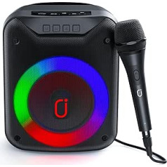 JYX Karaoke Machine for Children and Adults, Bluetooth Speaker with Micro and LED Light, Ideal for Parties, Indoor/Outdoor Events, Portable PA System with USB, Gift for Girls and Boys